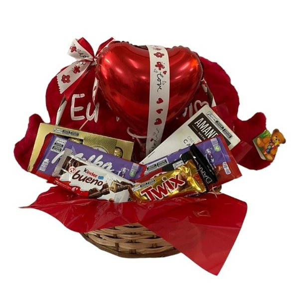 Cesta Coração e Chocolates 