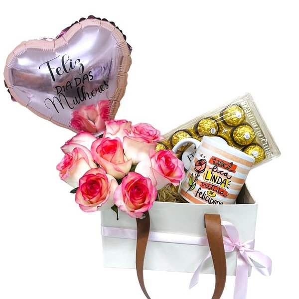 Box Quadrada Com Rosas Dia das Mulheres 