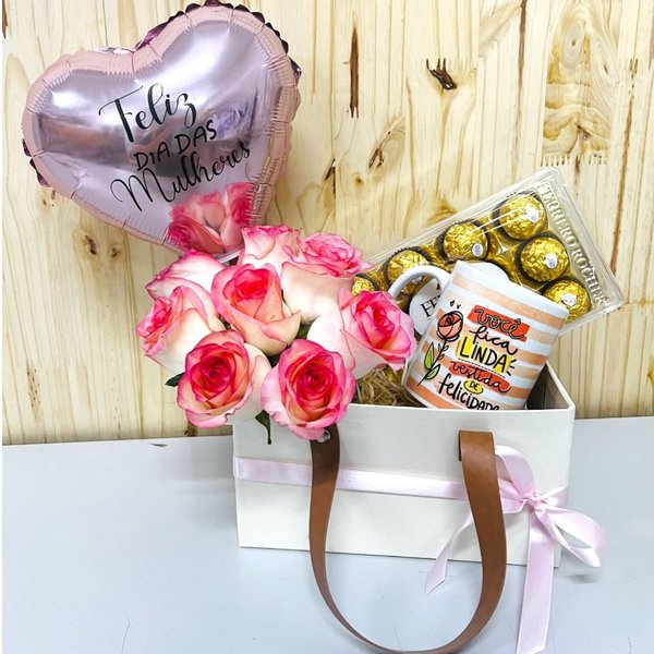 Box Quadrada Com Rosas Dia das Mulheres 