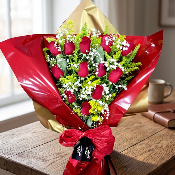 Buquê com 12 Rosas