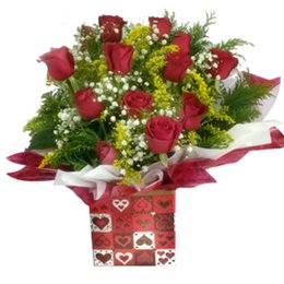 Imagem de Arranjo com 12 rosas vermelhas