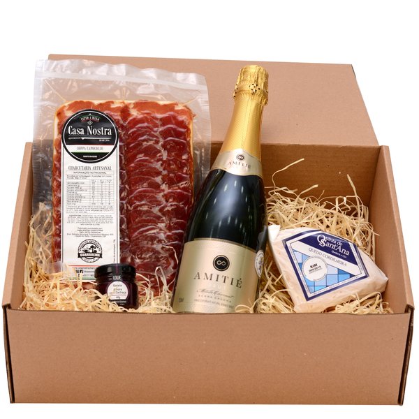 Cesta Queijo e Vinho Espumante Class