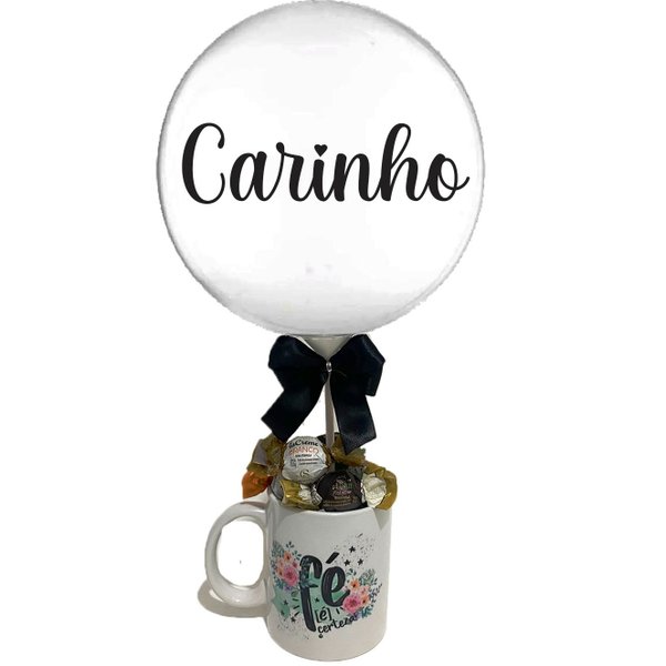 Caneca de bombons e Balão Carinho