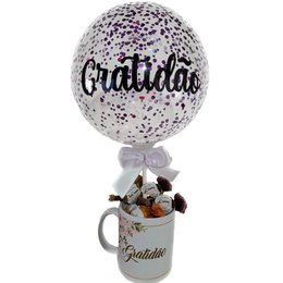 Imagem de Caneca de bombons e Balão Gratidão