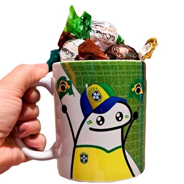 Caneca Brasil e Bombons 