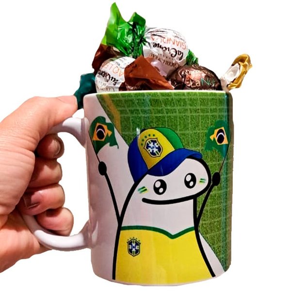Caneca Brasil e Bombons 