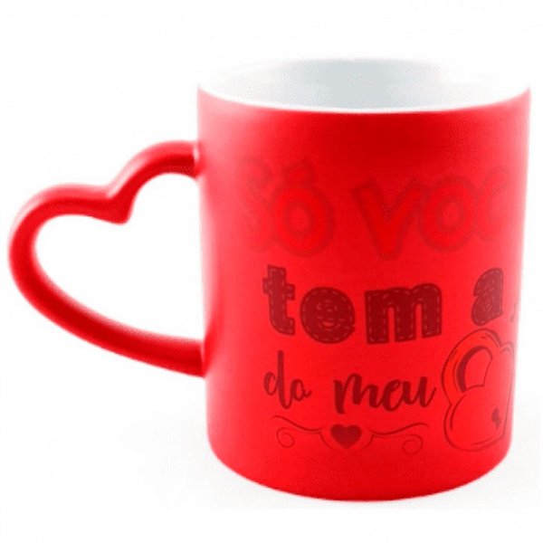 Caneca Magica Alça Vermelha Coração