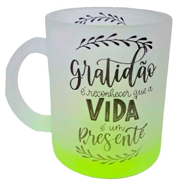 Caneca de Vidro "Gratidão"