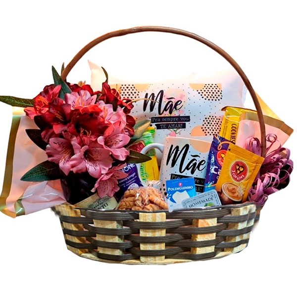 Cesta Feliz Dia das Mães com guloseimas