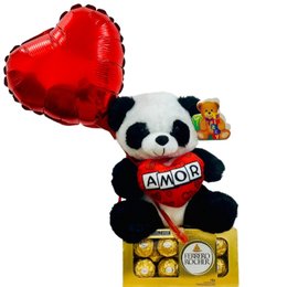 Imagem de Kit Torre de Amor Urso com Ferrero e Balão