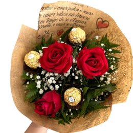 Imagem de Mini Buquê Com Rosas e Ferrero Rocher