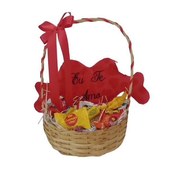 Cesta Coração com Chocolate
