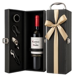 Imagem de Vinho Tinto e Maleta Revestida com Acessórios