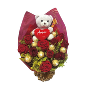 Buque de Rosas com Pelúcia Love