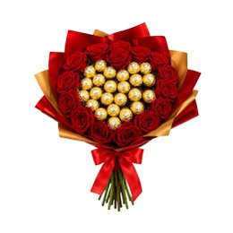 Imagem de Buquê de Luxo com Rosas Vermelhas e Ferrero Rocher