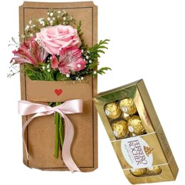 Imagem de Cartão Flor e Ferrero Rocher