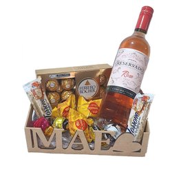Imagem de Cesta de Chocolates e Vinho para a Mãe