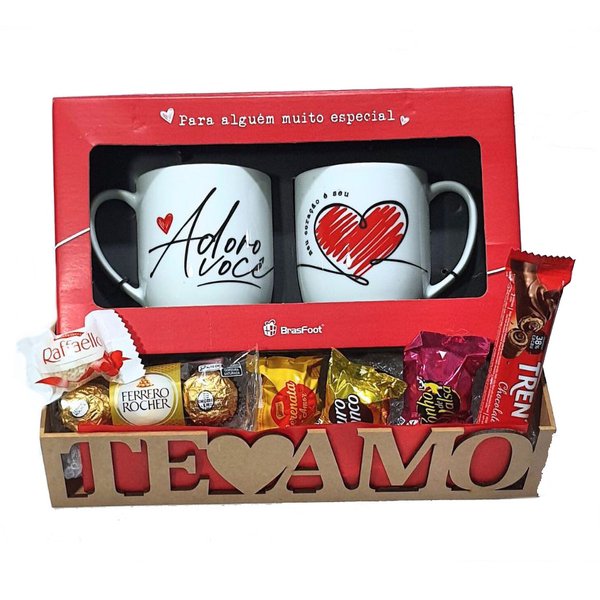 Cesta De Chocolates Te Amo Canecas E Bombons