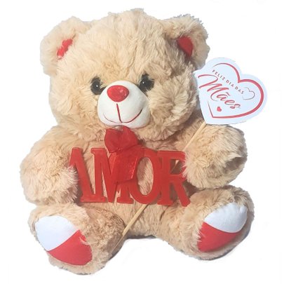 Urso Amor com Placa Feliz Dia das Mães