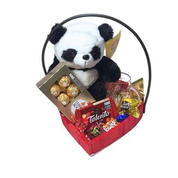 Imagem de Cesta Presente Coração Caneca 3D, Pelúcia Panda