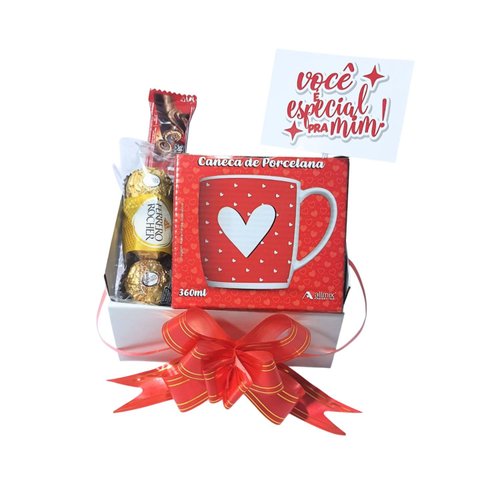 Cesta Presente com Caneca, Placa e Chocolates