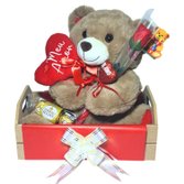 Cesta Presente Meu Amor com Urso Flor e Ferrero