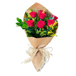 Imagem de Buquê de Rosas Vermelhas Embalagem Rústica