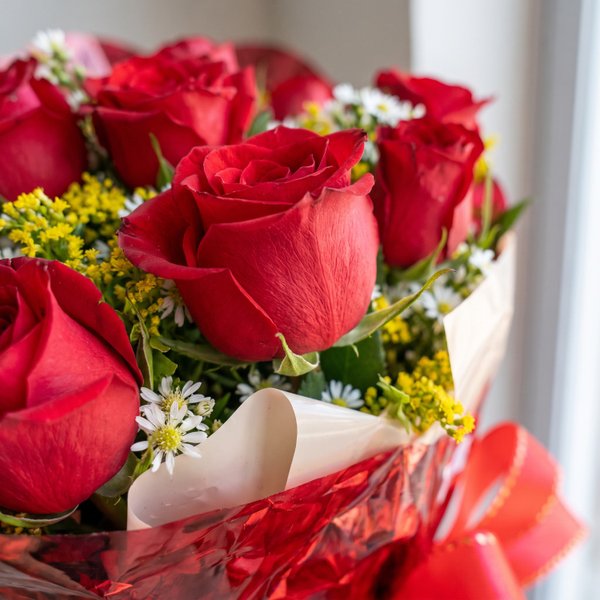 Buquê de Rosas Vermelhas Embalagem Celofane