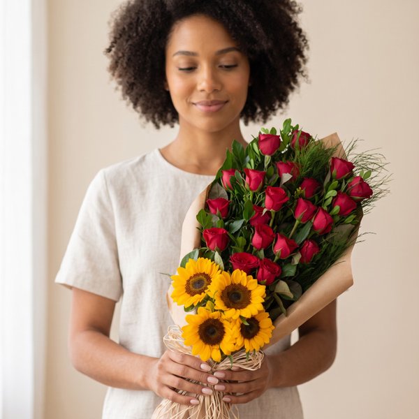 Ramalhete Rosas e Girassóis