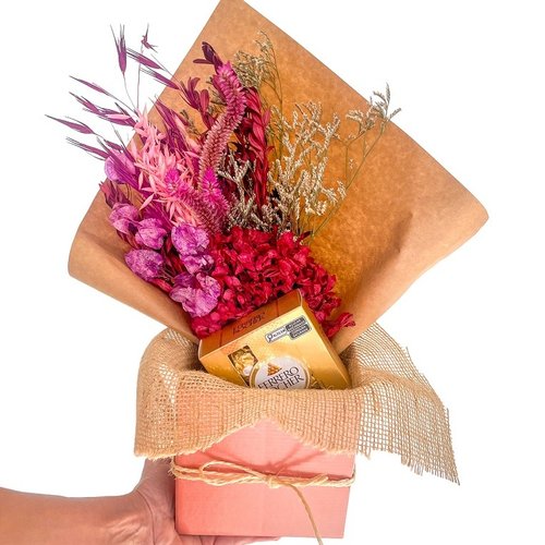 Caixa Presente - Flores Com Chocolate