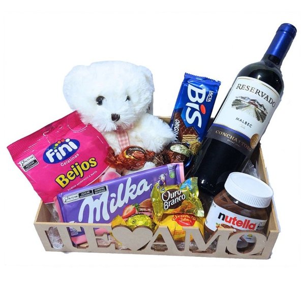Cesta Presente Aniversário Dia dos Namorados Te Amo