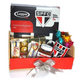 Imagem de Cesta Chocolate com Caneca e Toalha Tricolor