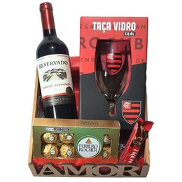Imagem de Cesta Vinho, Taça e Ferrero Mengão