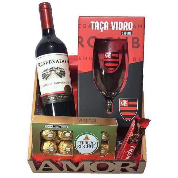 Cesta Amor Especial com Taça Licenciada do Flamengo