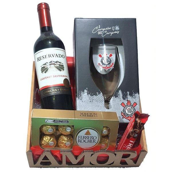 Cesta Amor Especial com Taça Licenciada do Corinthians
