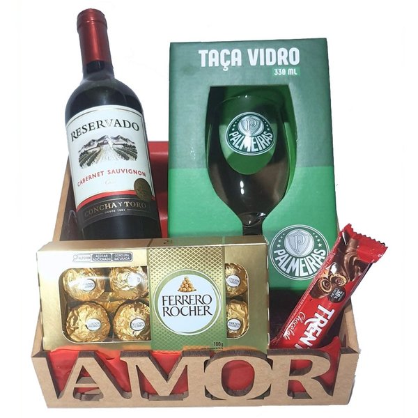 Cesta Amor Especial com Taça Licenciada do Palmeiras