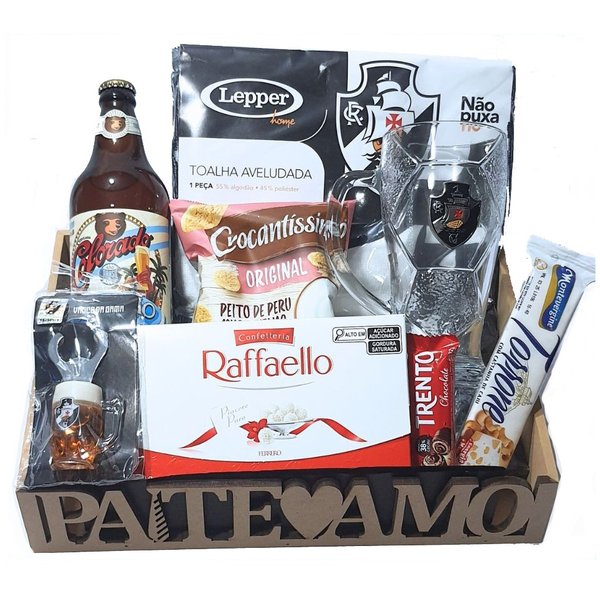 Cesta Vasco Dia dos Pais Com Caneca, Toalha, Cerveja