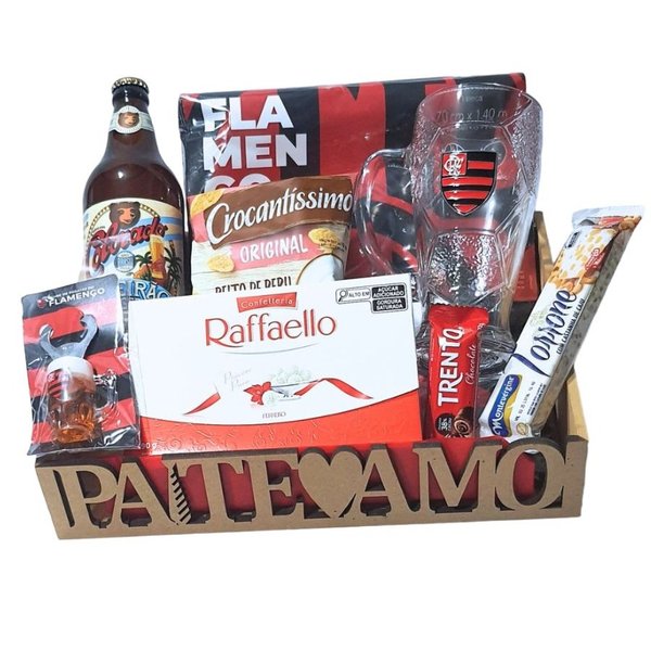 Cesta Flamengo Dia dos Pais Com Caneca,Toalha, Cerveja