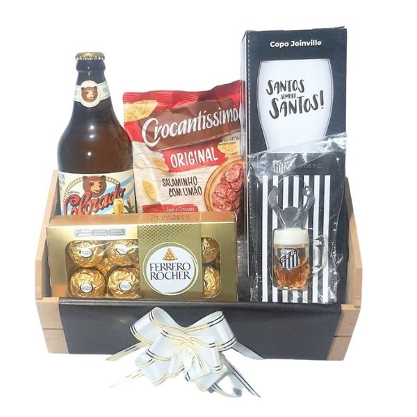 Cesta com Itens Licenciados Santos Caneca E Cerveja 