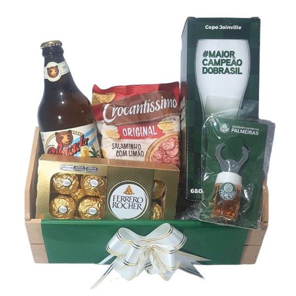 Cesta com Itens Licenciados Palmeiras Caneca E Cerveja
