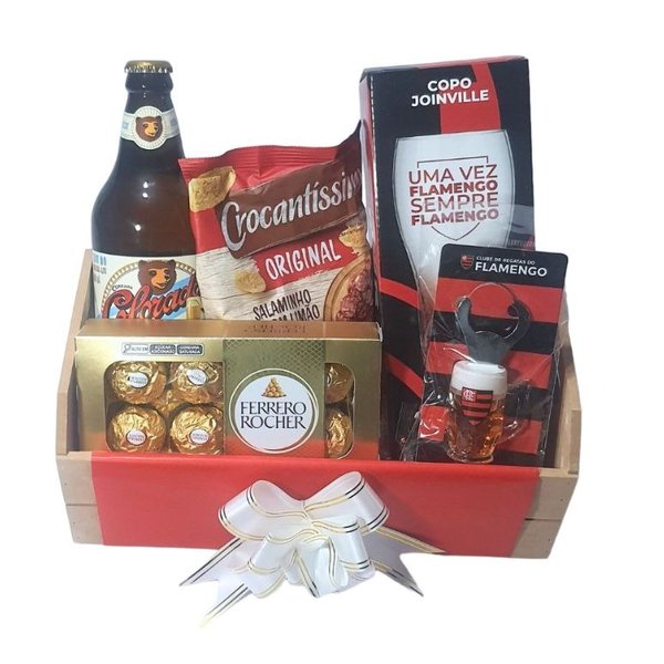 Cesta com Itens Licenciados Flamengo Caneca E Cerveja