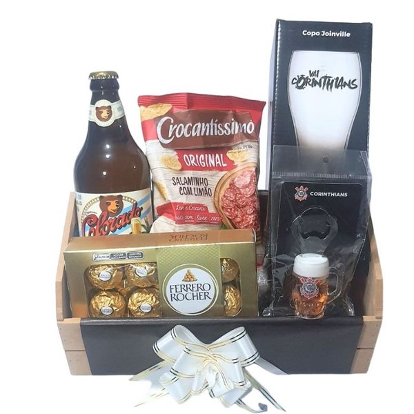 Cesta com Itens Licenciados Corinthians Caneca Cerveja