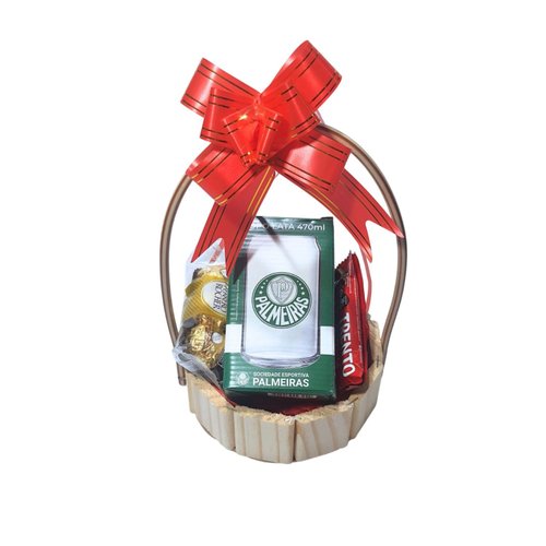 Cesta Palmeiras Com Copo Formato De Lata e Bombons