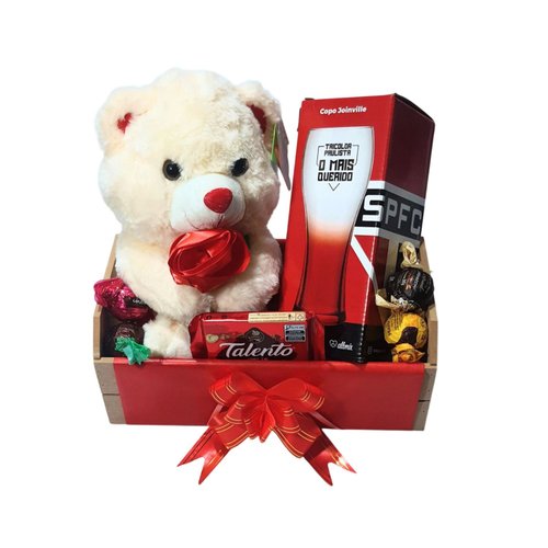 Cesta Presente São Paulo Urso, Copo Chopp, Chocolates