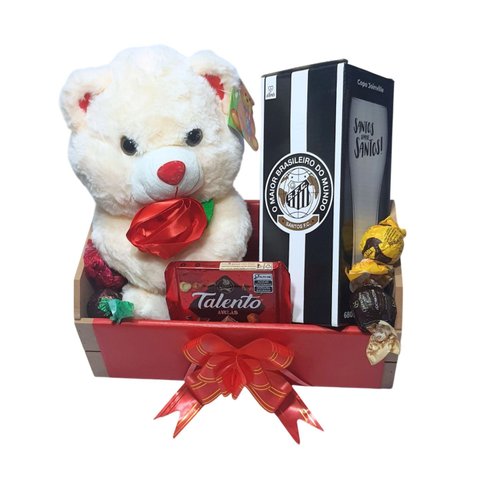 Cesta Presente Santos Urso, Copo Chopp, Chocolates