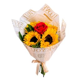 Imagem de Maravilhoso Buquê de Girassol e Rosa Permanente