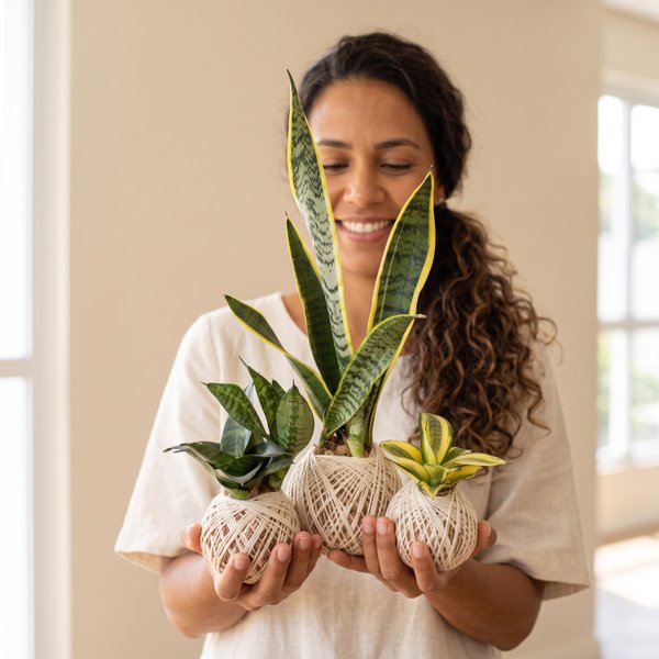 Kit Com 3 Kokedamas Boas Vibrações Espadinhas
