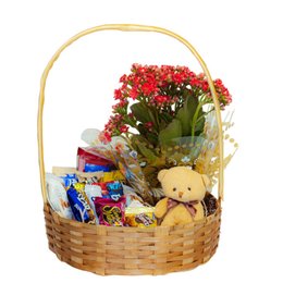 Imagem de Cesta com Chocolates Flor e Pelucia 