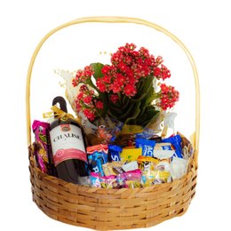 Imagem de Cesta com Vinho Chocolates & Flor