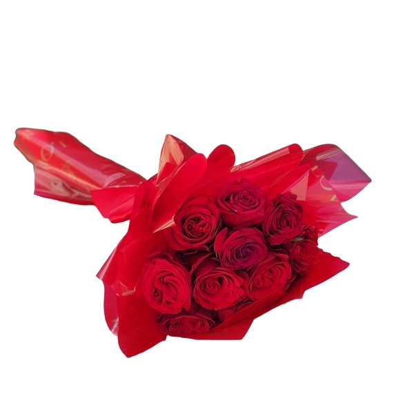 Buquê Romântico de 12 Rosas Vermelhas